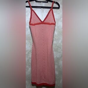 Sage the Label orange & cream knit dress, size Large but more like a medium.